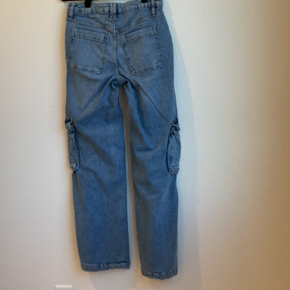 ON 34TH Wide-Leg Cargo Blue Jeans Size 4 - Picture 8 of 11